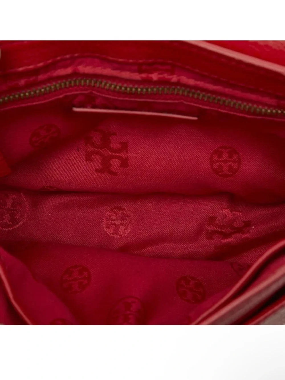 Tory Burch Red Pebbled Leather Whipstitch Crossbody